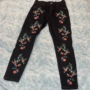 Topshop Rhinestone Embroidered Jamie Skinny Jeans